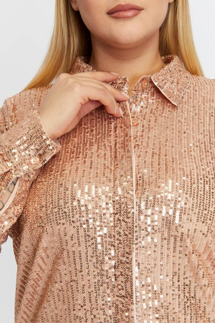 Gold Glam Plus Size Sequined Shirt