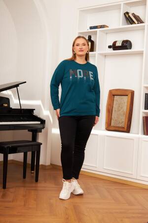 Blue Casual Plus Size Sweatshirt With Letter Print