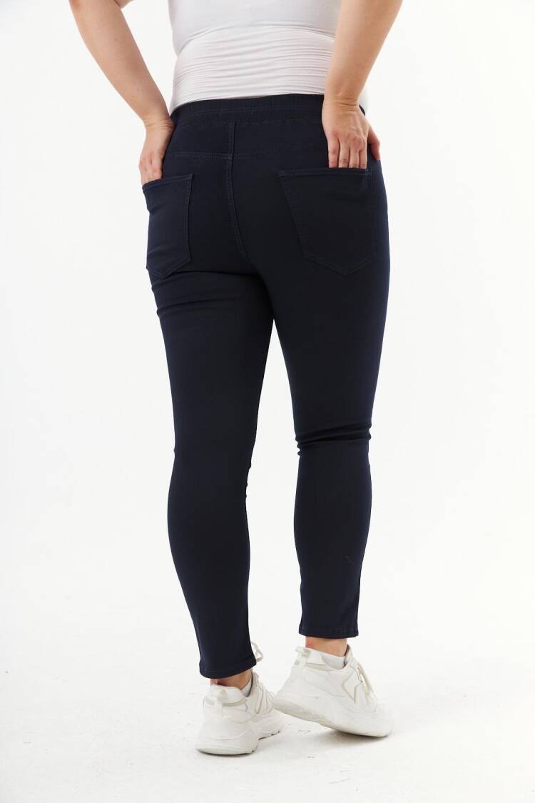 Navy Blue Casual Plus Size Tregging Pants