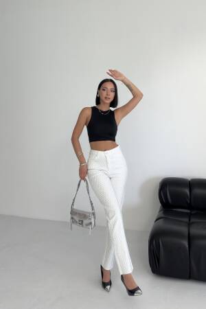 Checkered High Waist Cigarette Jeans