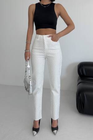 Checkered High Waist Cigarette Jeans