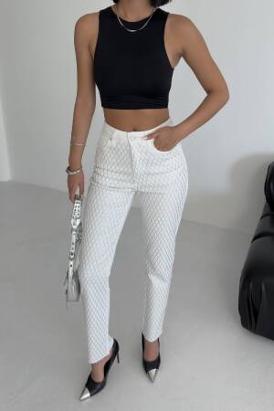Checkered High Waist Cigarette Jeans