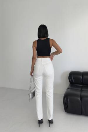 Checkered High Waist Cigarette Jeans