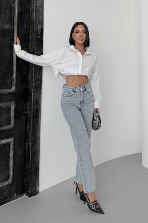 Blue Mom Jeans With High Waist And Straight Leg