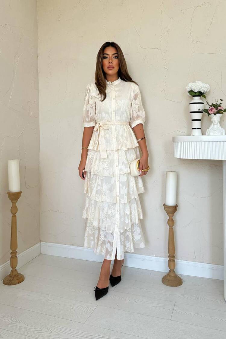ElegantShirt Dress With Floral Pattern