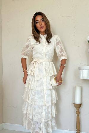ElegantShirt Dress With Floral Pattern