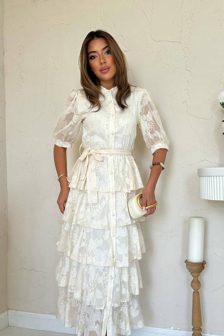 ElegantShirt Dress With Floral Pattern