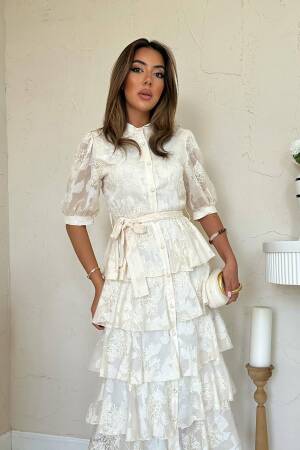 ElegantShirt Dress With Floral Pattern