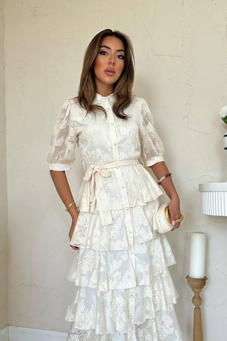 ElegantShirt Dress With Floral Pattern