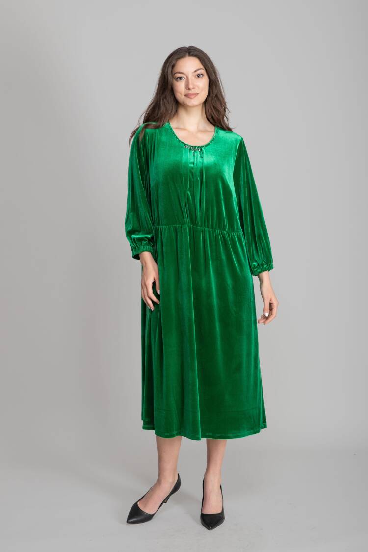 High Neck Velvet Dress