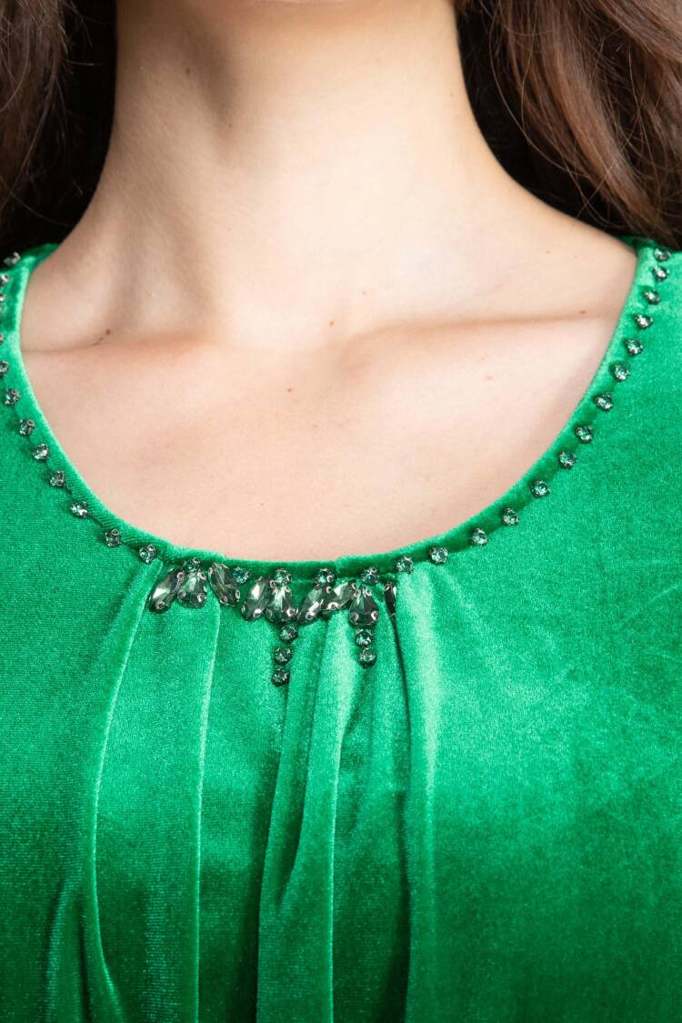 High Neck Velvet Dress