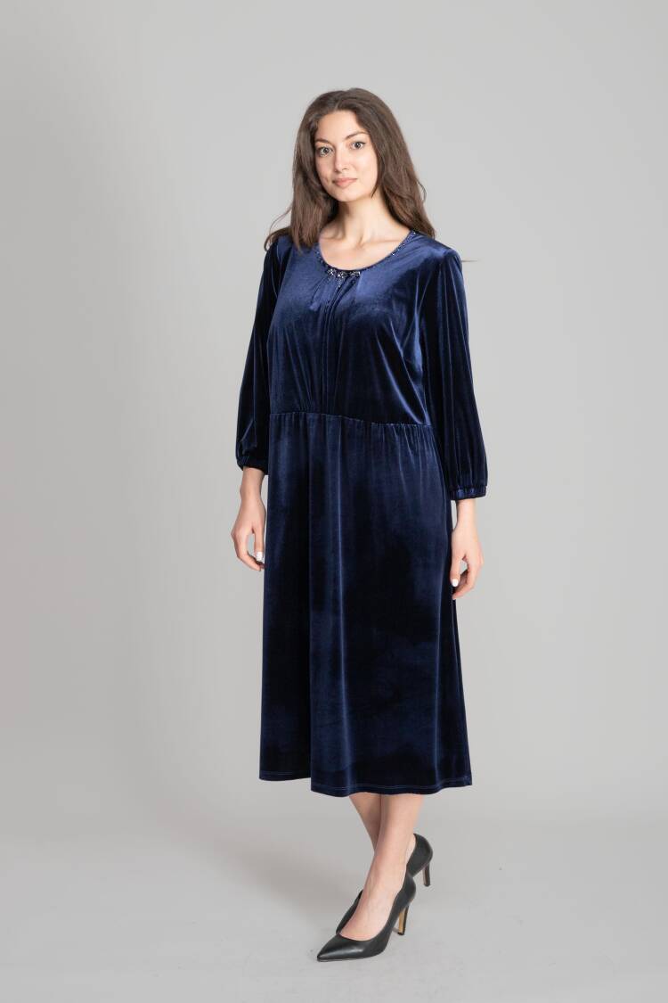 NavyModest Elegant Babydoll Dress