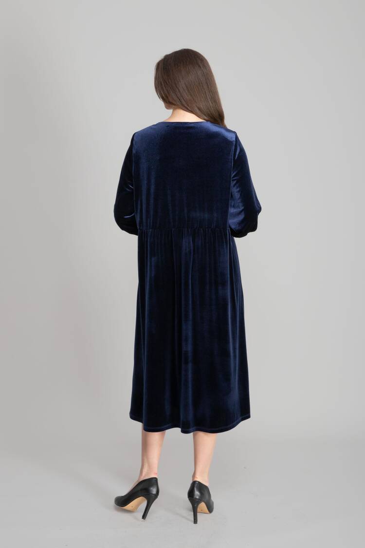 NavyModest Elegant Babydoll Dress
