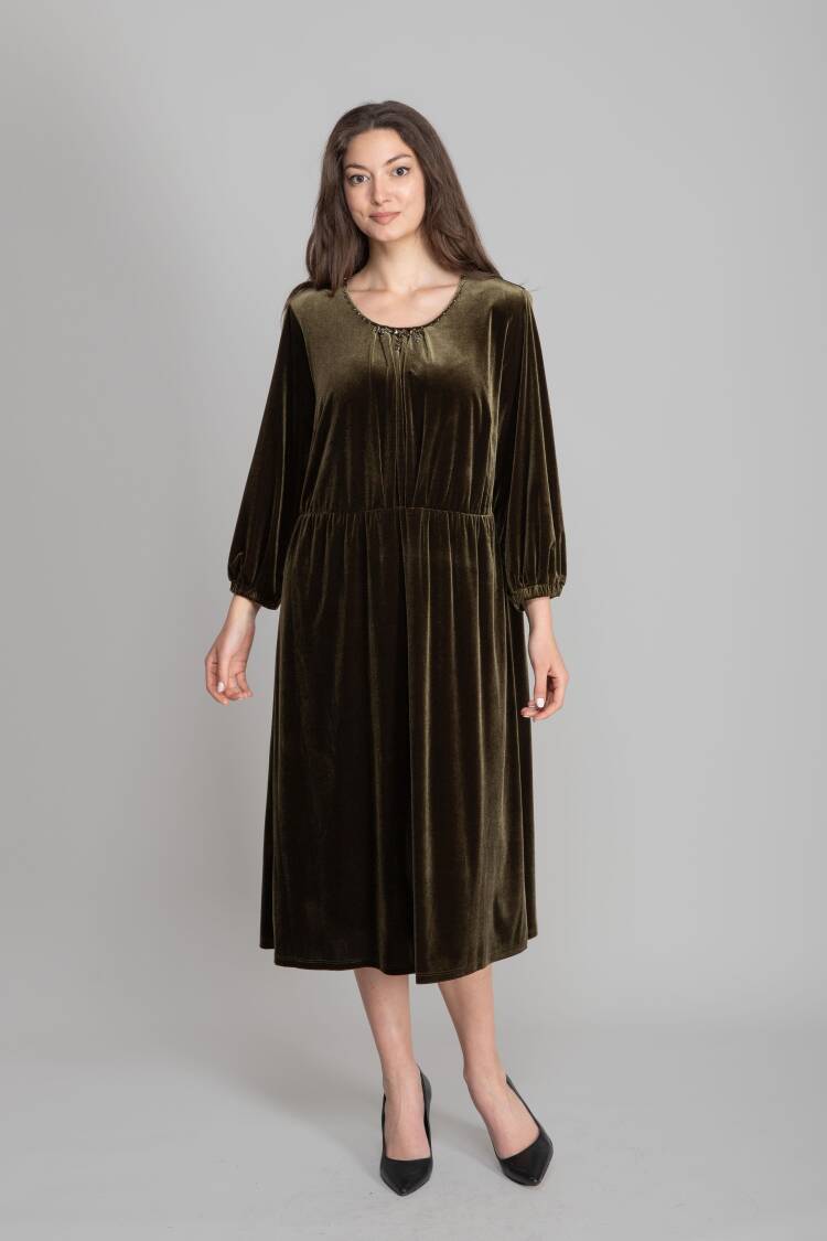 Brown Modest Elegant Formal Vintage A-Line Dress
