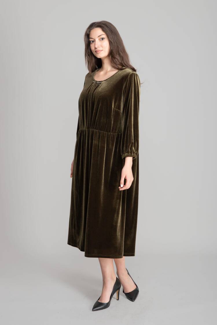 Brown Modest Elegant Formal Vintage A-Line Dress