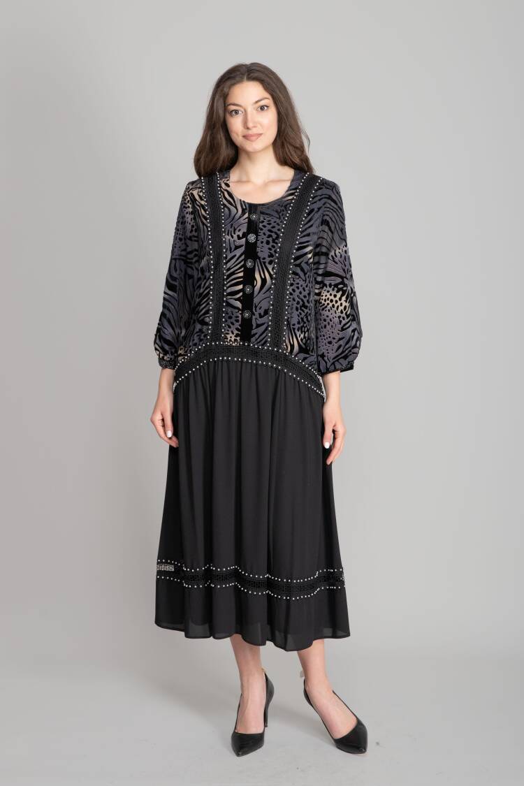 Elegant Black Fit And Flare Midi Dress