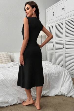 Elegant Slit Midi Dress With V-Neck