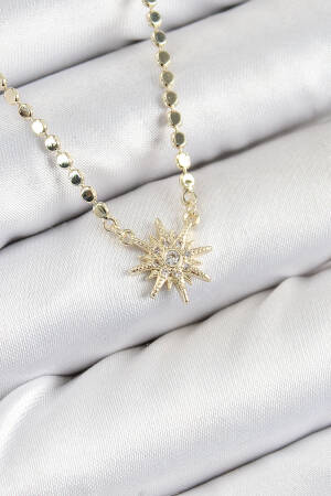 Brass Zircon Stone Pole Star Model Crush Chain Gold Color Women Necklace
