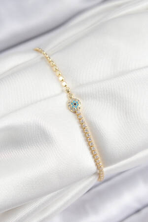 Brass Zircon Stone Evil Eye Model Crush Chain Gold Color Women Bracelet