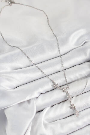 316l Steel Zircon Stone Flower Pattern Silver Color Women Necklace