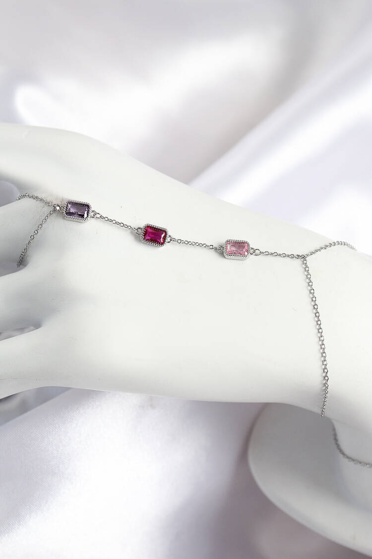 Brass Color Zircon Stone Rectangular Model Silver Color Women Shahmeran