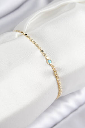 Brass Zircon Stone Beads Pattern Crush Chain Gold Color Women Bracelet