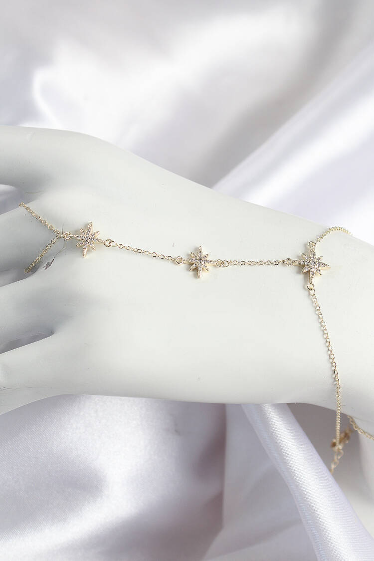 Brass Zircon Stone Pole Star Model Gold Color Women Shahmeran