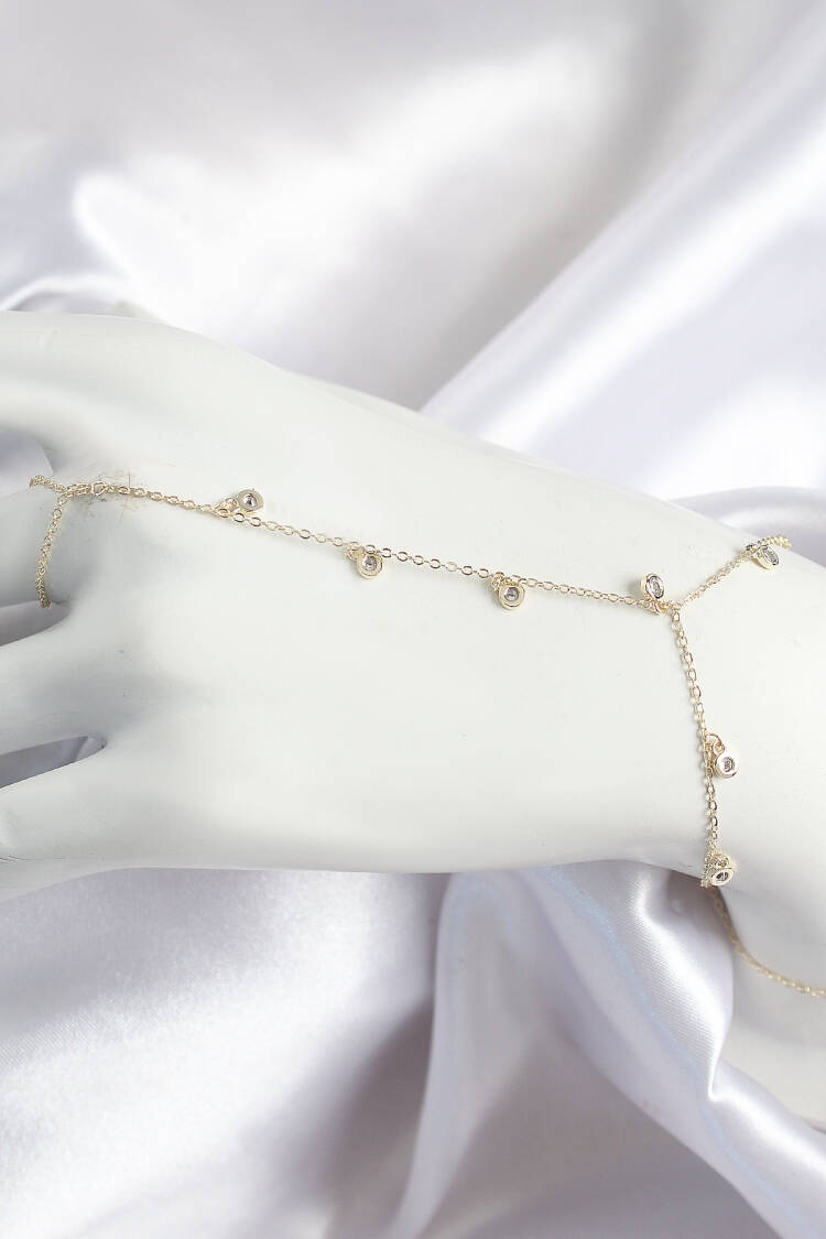Brass Zircon Stone Rocking Pattern Gold Color Women Shakhmeran