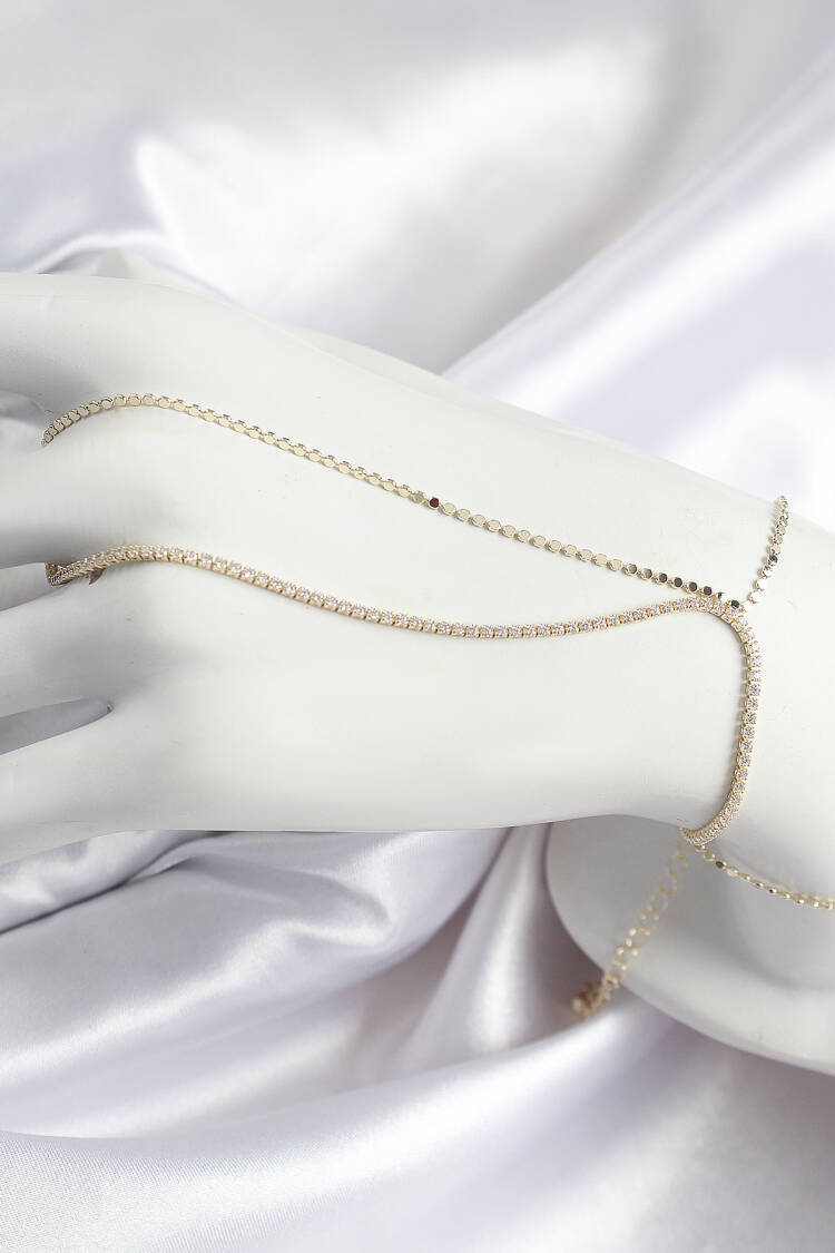 Brass Zircon Stone Crush Chain Model Gold Color Women Shahmeran
