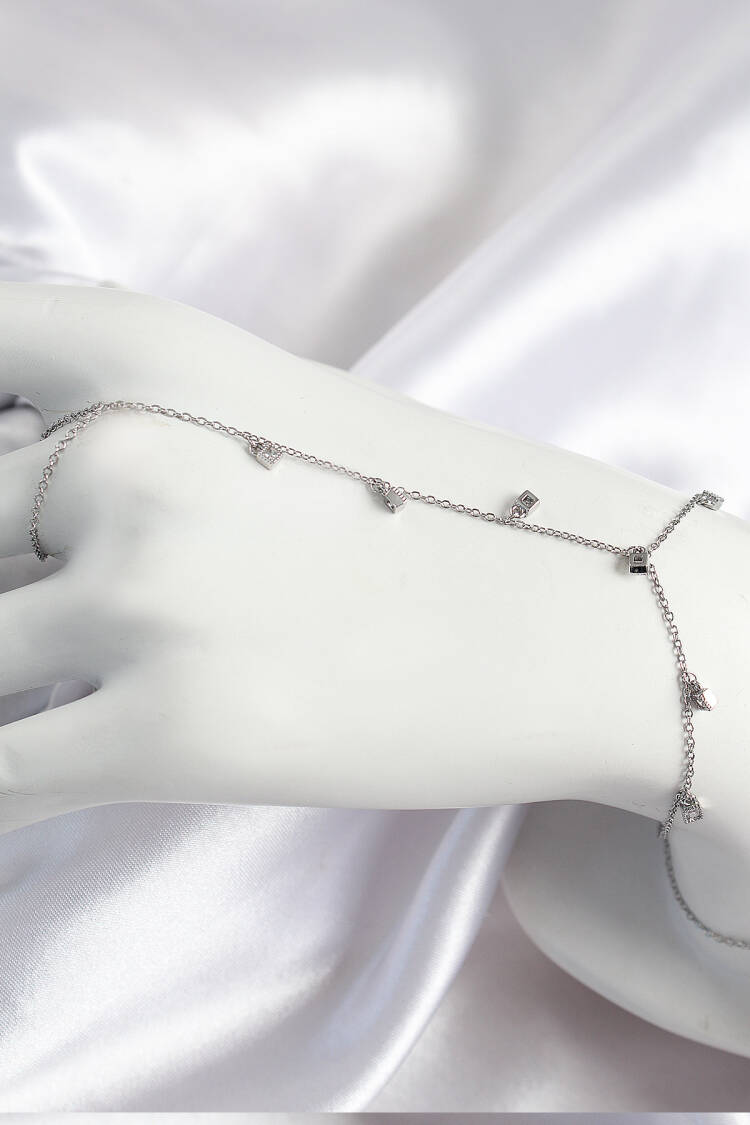 Brass Zircon Stone Rocking Pattern Silver Color Women Shakhmeran