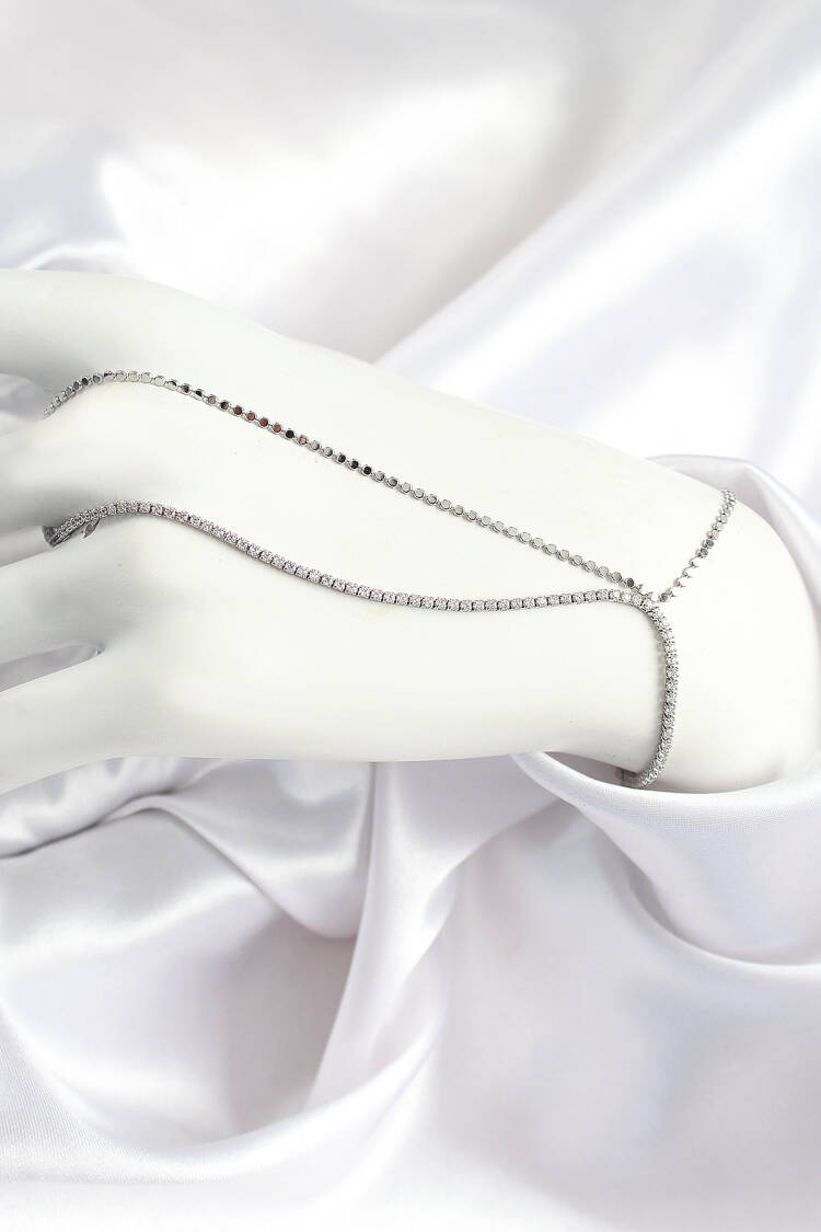 Brass Zircon Stone Crush Chain Model Silver Color Women Shahmeran