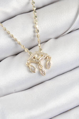 Brass Zircon Stone Rocking Eye Model Crush Chain Gold Color Women Necklace