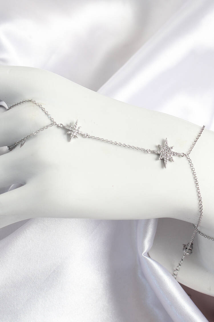 Brass Zircon Stone Pole Star Model Silver Color Women Shahmeran