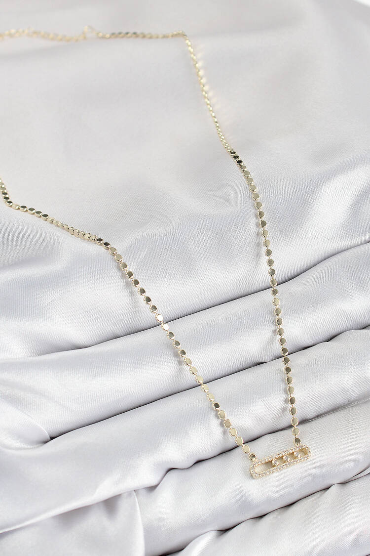 Brass Zircon Stone Messika Model Crush Chain Gold Color Women Necklace