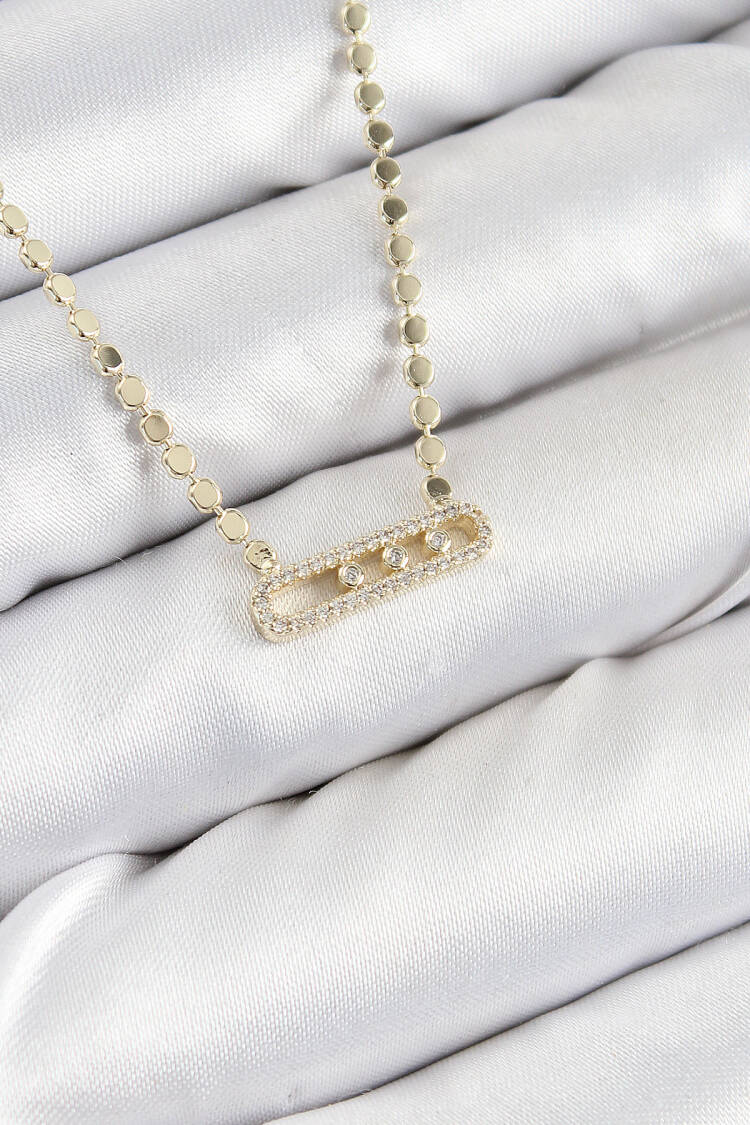 Brass Zircon Stone Messika Model Crush Chain Gold Color Women Necklace