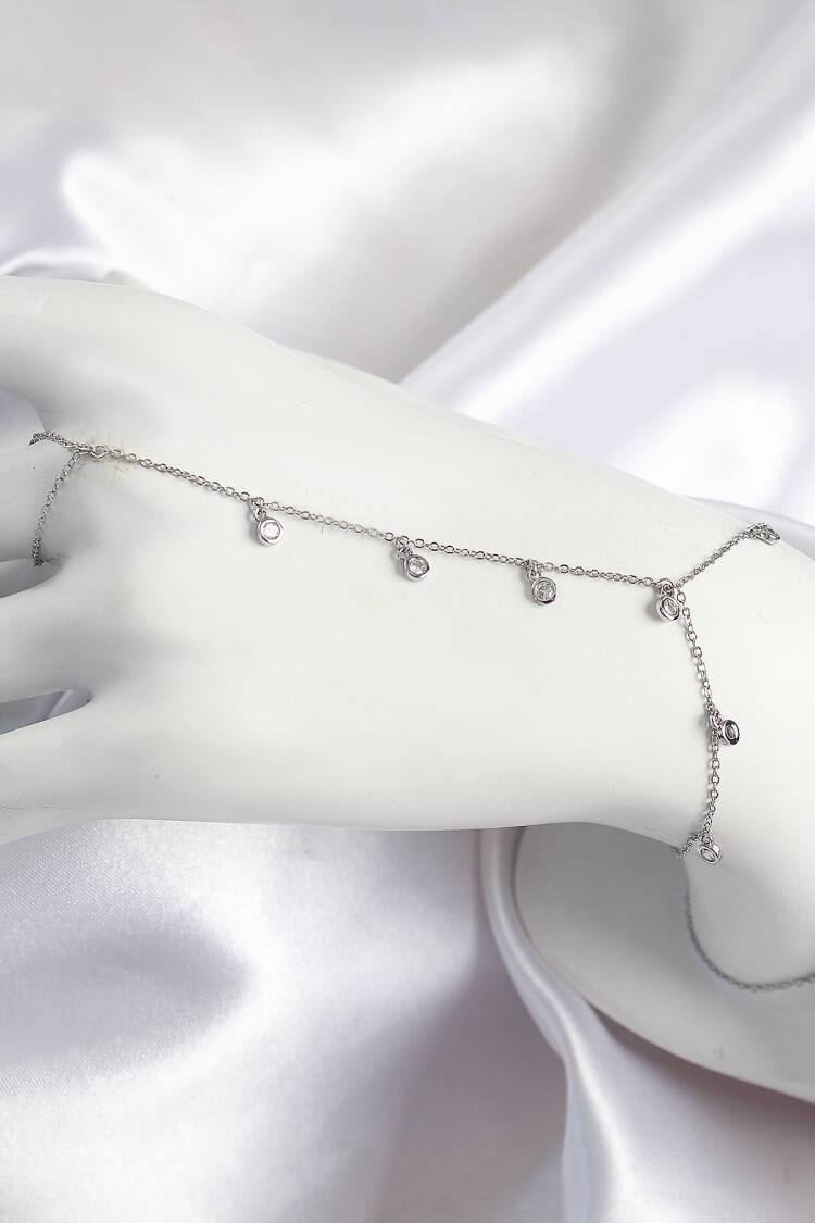 Brass Zircon Stone Rocking Pattern Silver Color Women Shakhmeran