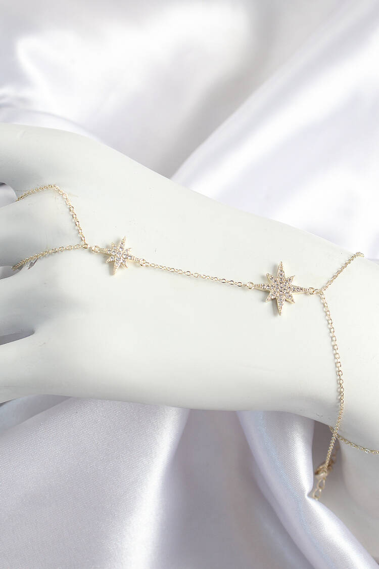 Brass Zircon Stone Pole Star Model Gold Color Women Shahmeran