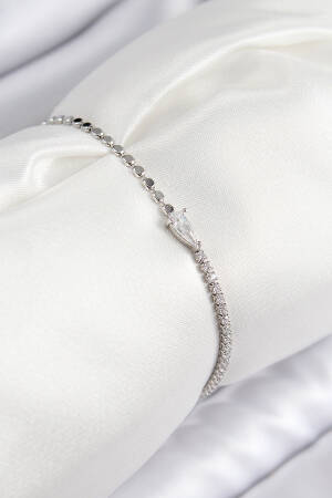 Brass Zircon Stone Drop Model Crush Chain Silver Color Women Bracelet