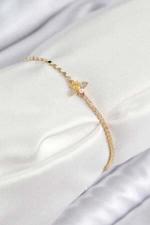 Brass Zircon Stone Bee Model Crush Chain Gold Color Women's Bracelet