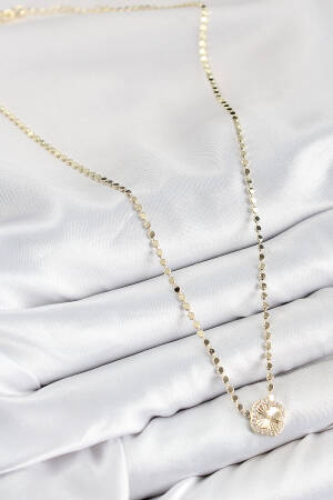 Brass Zircon Stone Clover Pattern Crush Chain Gold Color Women Necklace