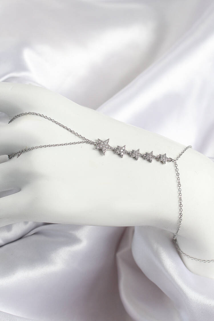 Brass Zircon Stone Star Pattern Silver Color Women Shahmeran