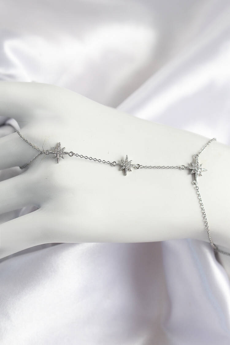 Brass Zircon Stone Pole Star Model Silver Color Women Shahmeran