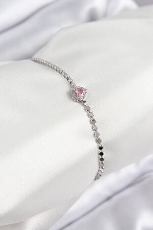 Brass Zircon Stone Heart Model Crush Chain Silver Color Women Bracelet