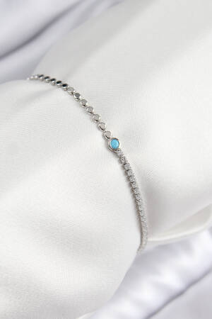 Brass Zircon Stone Beads Pattern Crush Chain Silver Color Women Bracelet