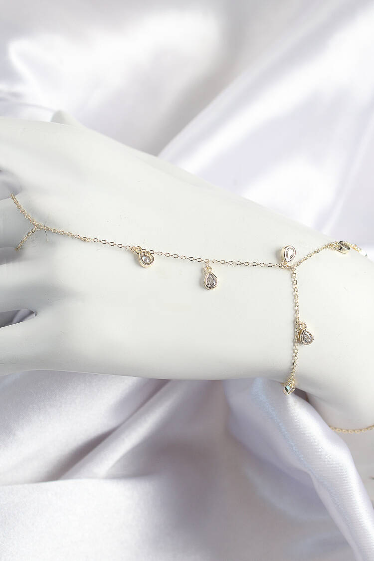 Brass Zircon Stone Rocking Drop Model Gold Color Women Shakhmeran