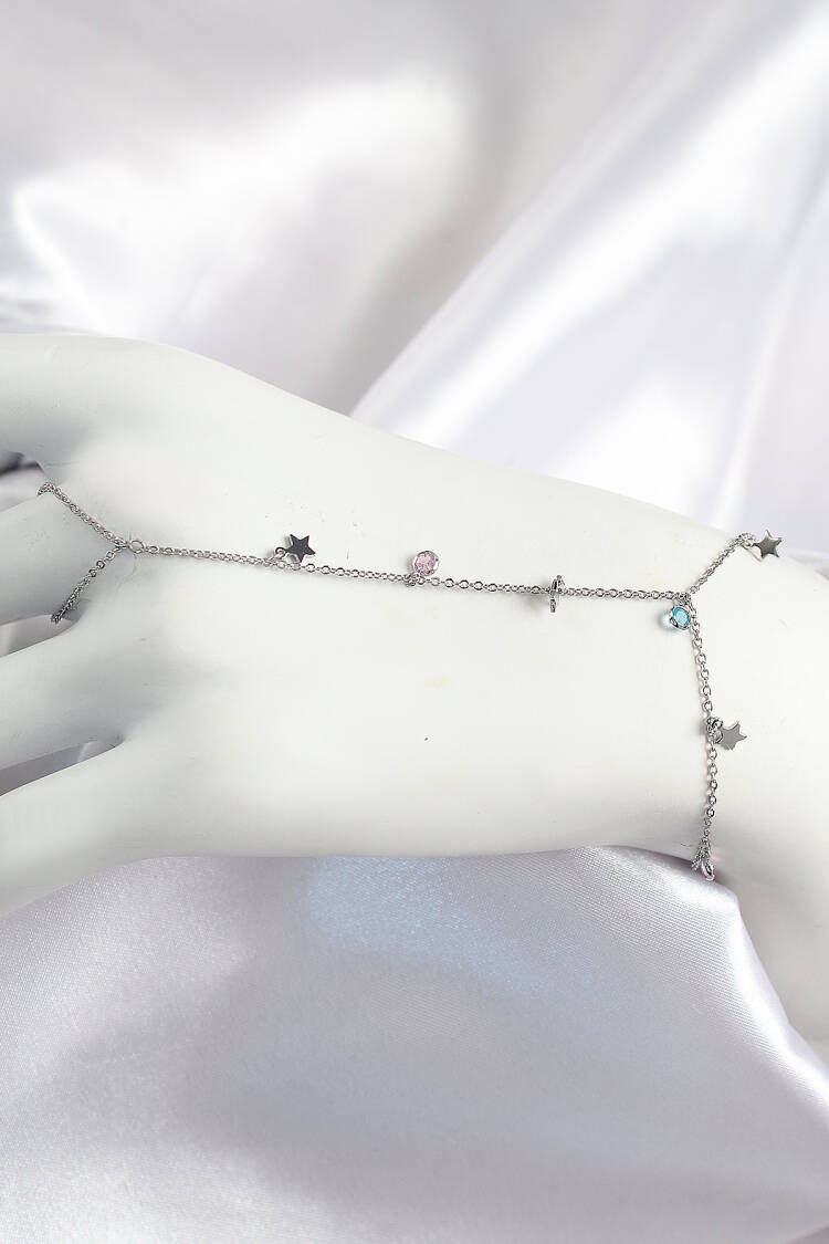 Brass Color Zircon Stone Rocking Star Pattern Silver Color Women Shakhmeran