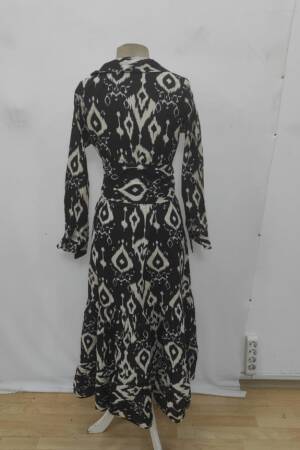 Black Casual Elegant Shirt Dress Maxi With 3/4 Sleeves