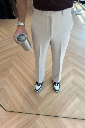 Beige Chinos Pants – Elegant Straight Leg High Waist
