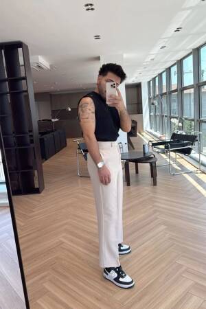 Beige Chinos Pants – Elegant Straight Leg High Waist