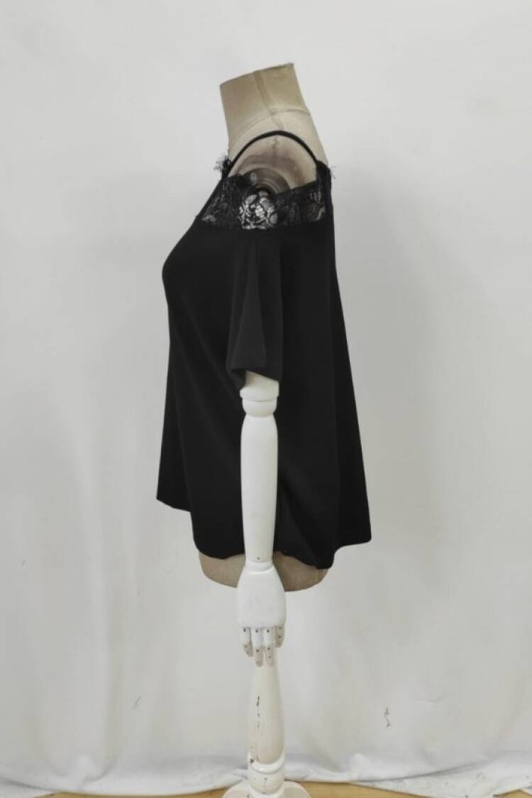 Black Blouse With Off Shoulder Neck And Half Sleeves
